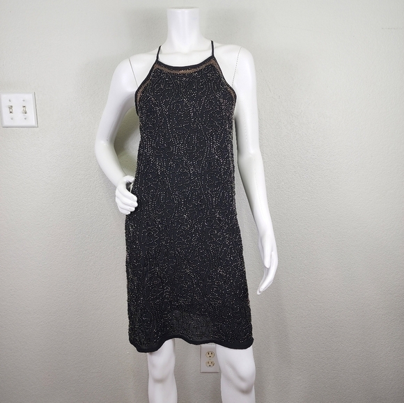 Romeo & Juliet Beaded Sleeveless Black Cocktail Party Dress Size M - Picture 2 of 2